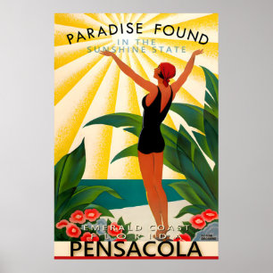 Poster Cartaz de Viagem do Condado de Escambia Florida Pe