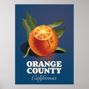 Poster Cartaz de viagem do Condado de Orange Califórnia. 