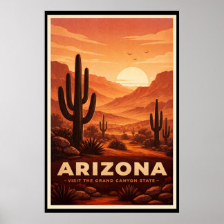 Poster Cartaz de Viagem do Deserto do Arizona Vintage