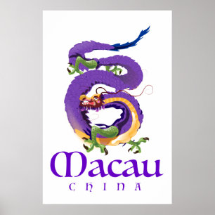Poster Cartaz de viagem do dragão de Macau China.