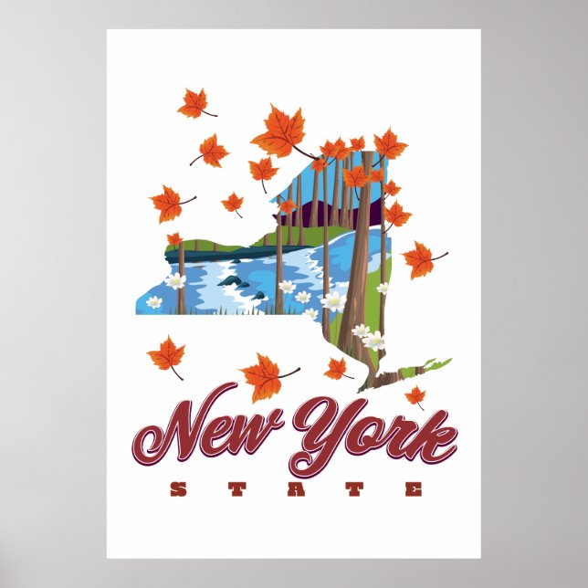Poster Cartaz de viagem do Estado de Nova York (Frente)