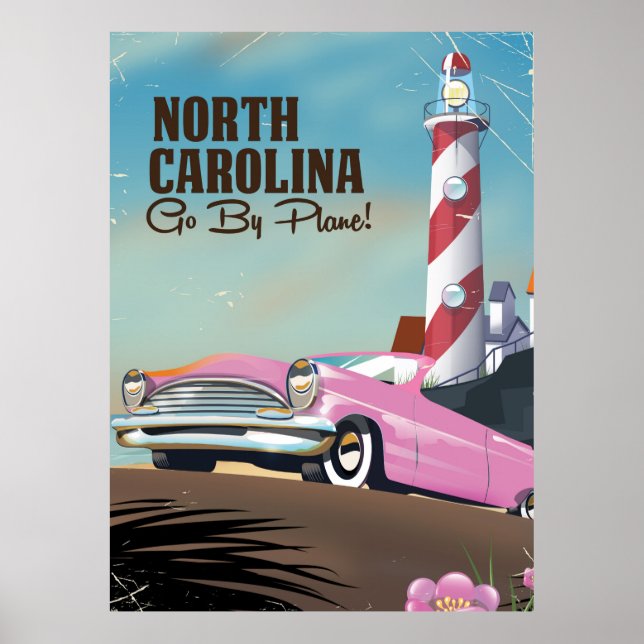 Poster Cartaz de viagem do Farol da Carolina do Norte (Frente)