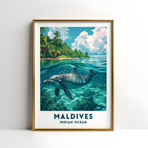 Poster Cartaz de Viagem do Golfinho das Maldivas