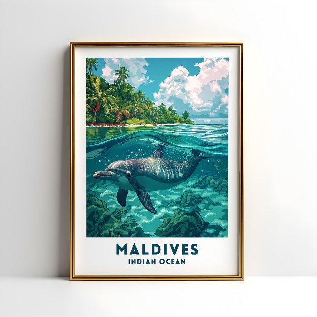 Poster Cartaz de Viagem do Golfinho das Maldivas (Criador carregado)