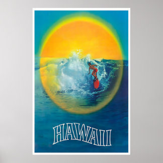 Poster Cartaz de Viagem do Havaí Arte de Surf Arte Prínci