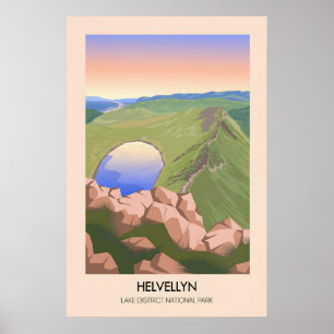 Poster Cartaz de Viagem do Lago do Monte Helvellyn Distri
