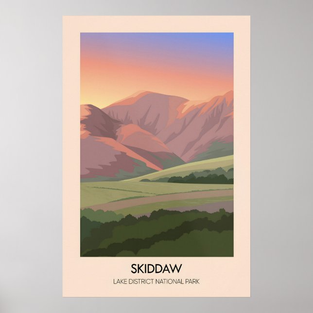 Poster Cartaz de Viagem do Lago Skiddaw District (Frente)