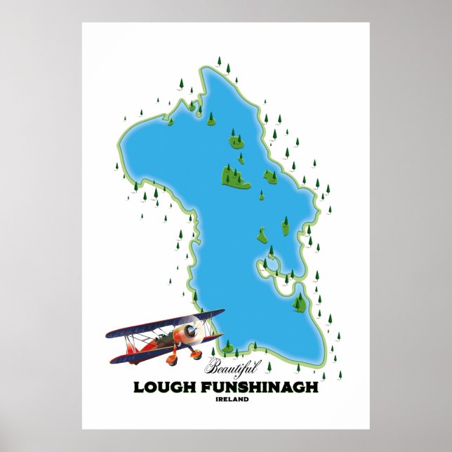 Poster Cartaz de viagem do Lough Funshinagh Irlanda. (Frente)
