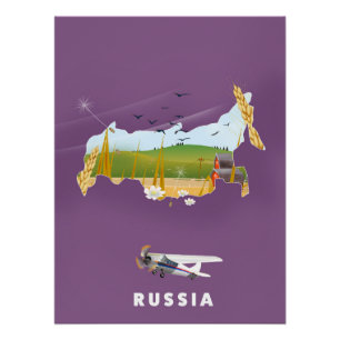 Póster Cartaz de viagem do mapa russo