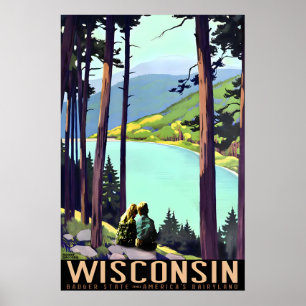 Poster Cartaz de Viagem do Menino e Menina do Estado do T