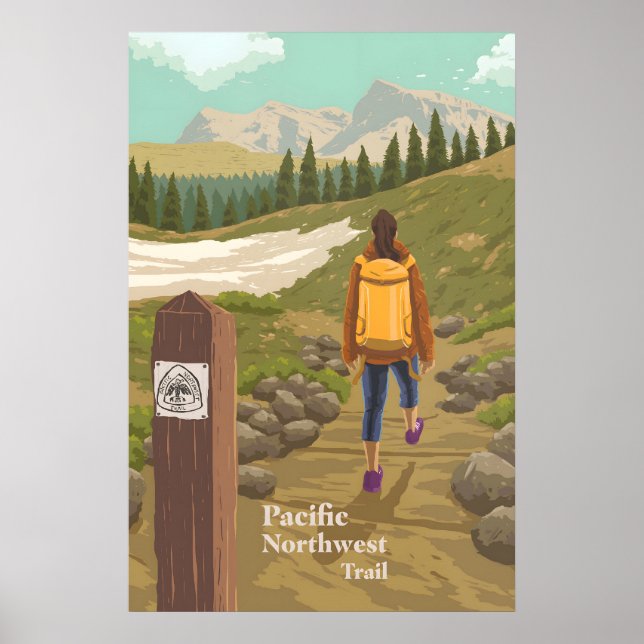 Poster Cartaz de Viagem do Pacific Northwest Trail (Frente)