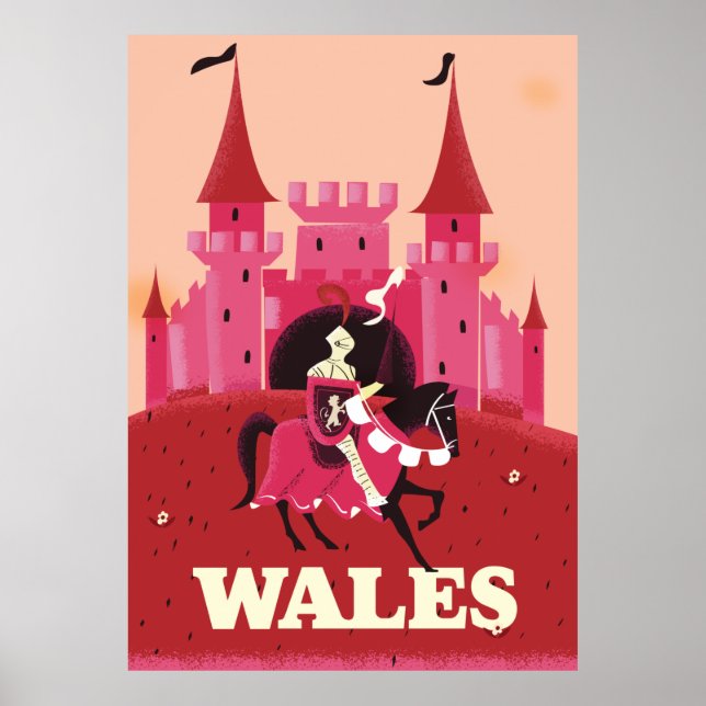 Poster Cartaz de viagem do País de Gales. (Frente)