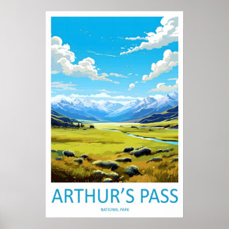 Poster Cartaz de Viagem do Parque de Esqui Arthurs Pass N