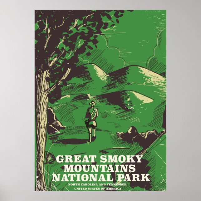 Póster cartaz de viagem do Parque Nacional Great Smoky Mo (Frente)