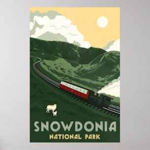 Poster Cartaz de Viagem do Parque Nacional Snowdonia Verd