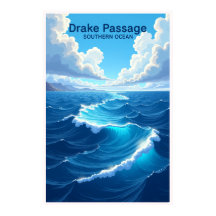 Cartaz de Viagem do Passagem de Drake Oceano Antár