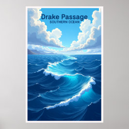 Poster Cartaz de Viagem do Passagem de Drake Oceano Antár