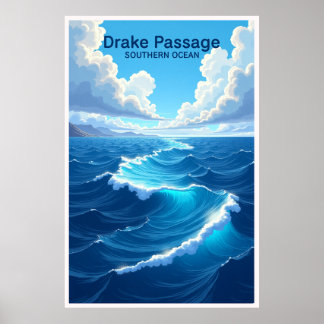 Poster Cartaz de Viagem do Passagem de Drake Oceano Antár