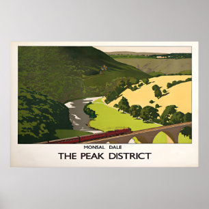 Poster Cartaz de Viagem do Peak District dos Anos 1930 Vi