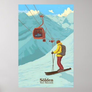 Poster Cartaz de Viagem do Resort de Esqui de Solden