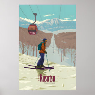 Poster Cartaz de Viagem do Resort de Esqui Rusutsu Japão