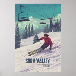 Poster Cartaz de Viagem do Resort de Esqui Snow Valley Ca