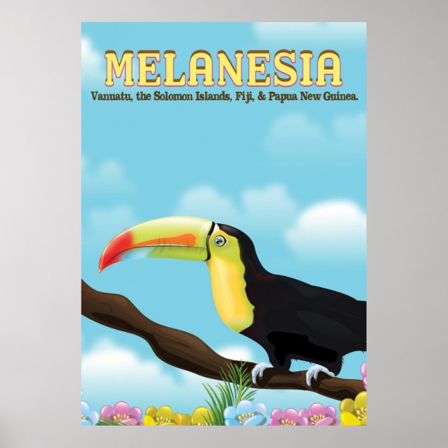Póster cartaz de viagem do tucano da Melanésia (Frente)