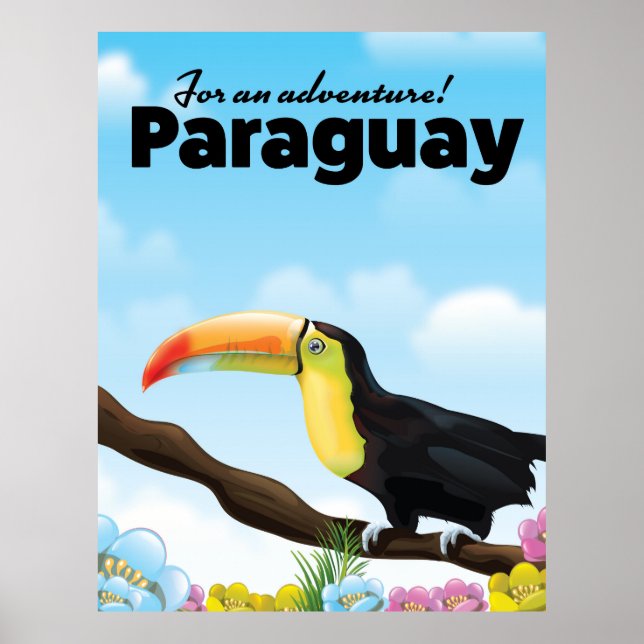 Póster Cartaz de viagem do Tucano do Paraguai (Frente)
