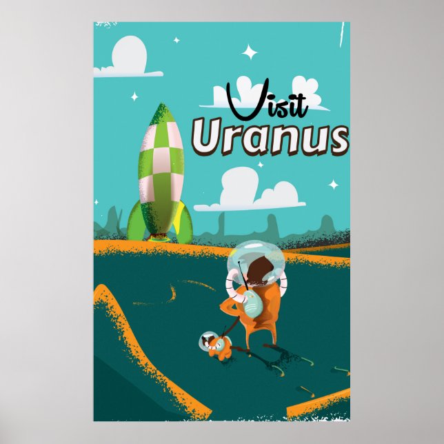 Póster Cartaz de Viagem do Urano em Estilo Vintage de Des (Frente)