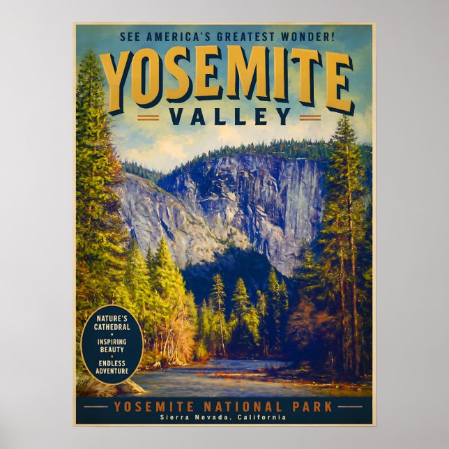 Poster Cartaz de Viagem do Vale de Yosemite (Frente)