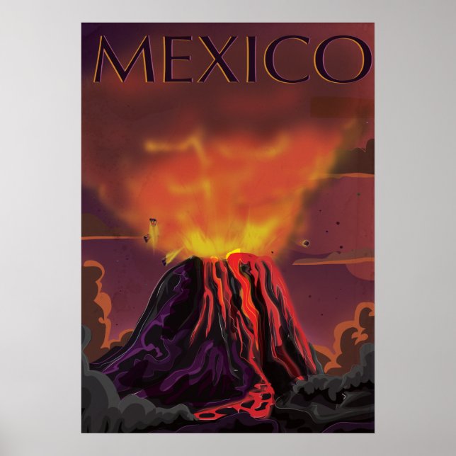 Póster Cartaz de Viagem do Vulcão do México (Frente)