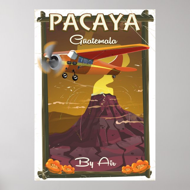 Póster Cartaz de viagem do vulcão Pacaya Guatemala (Frente)