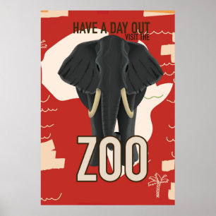 Póster cartaz de viagem do zoológico vintage