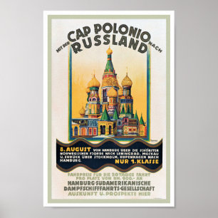 Poster Cartaz de viagem dos anos 1930 ALEMANHA PARA RÚSSI