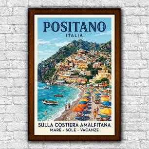Poster Cartaz de Viagem dos anos 60 de Positano, Itália
