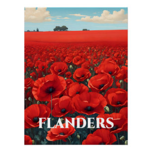 Póster Cartaz de Viagem dos Campos de Papoulas de Flandre