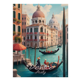 Póster Cartaz de Viagem dos Canais de Veneza Itália