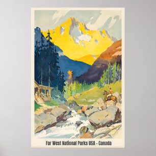 Poster Cartaz de Viagem dos Parques Nacionais Vintage EUA