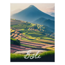 Cartaz de Viagem dos Terraços de Arroz de Bali