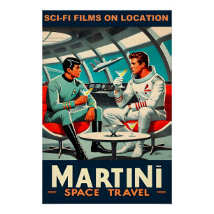 Póster Cartaz de Viagem Espacial Martini Filmes de Ficção