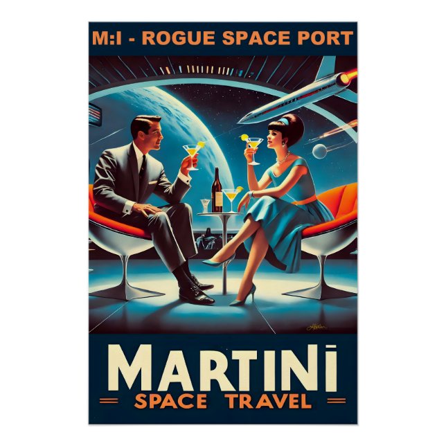 Póster Cartaz de Viagem Espacial Martini Porto Espacial R (Frente)
