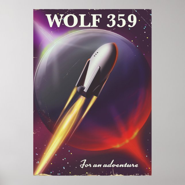 Póster Cartaz de viagem espacial "Wolf 359 para uma Avent (Frente)