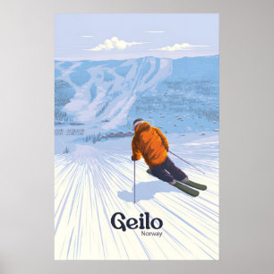 Poster Cartaz de Viagem Estação de Esqui Geilo Noruega