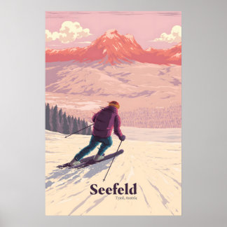 Poster Cartaz de Viagem Estância de Esqui Seefeld Áustria