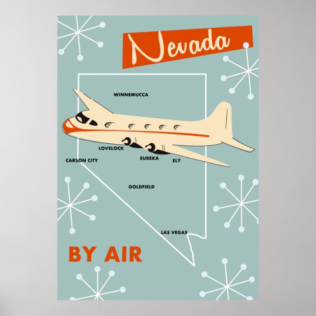 Poster Cartaz de viagem estilo vintage de Nevada (Frente)