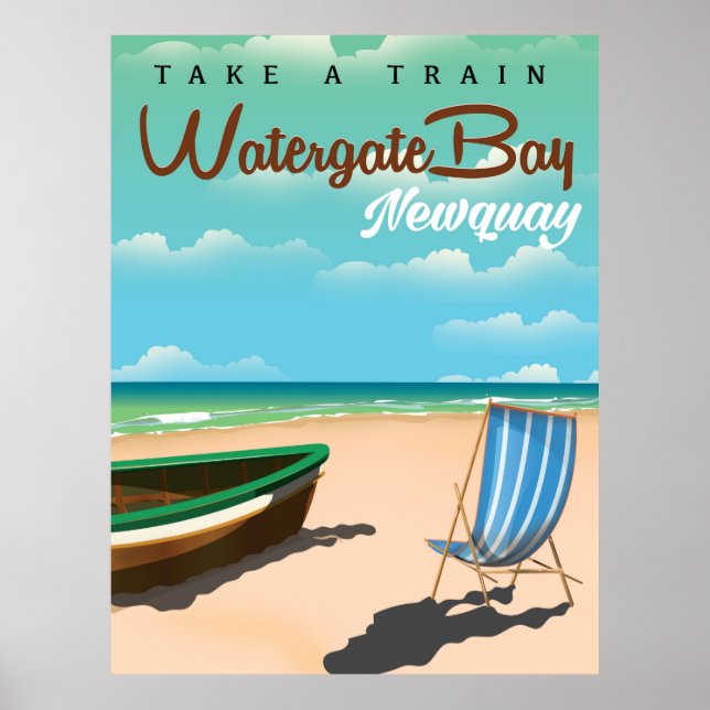 Poster Cartaz de viagem estilo vintage de Watergate Bay,  (Frente)
