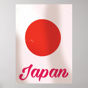 Poster Cartaz de viagem estilo vintage Japão Sol Nascente