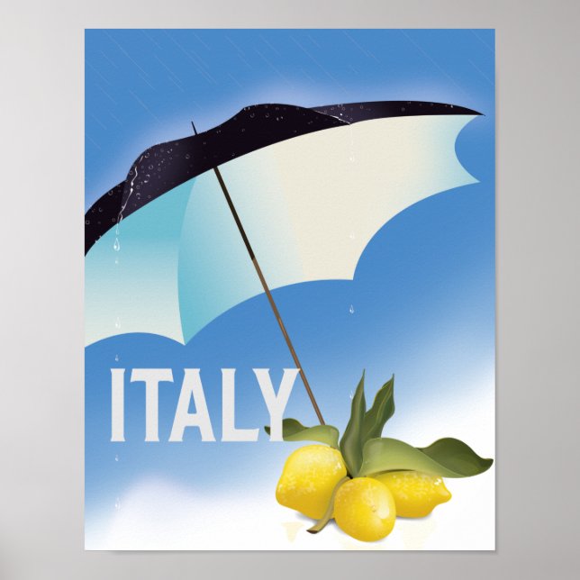Poster Cartaz de viagem estilo vintage limões da Itália (Frente)