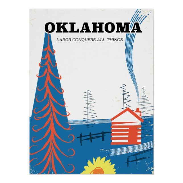 Póster Cartaz de viagem estilo vintage Oklahoma. (Frente)