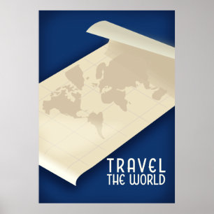 Poster Cartaz de viagem estilo vintage Viajar pelo Mundo